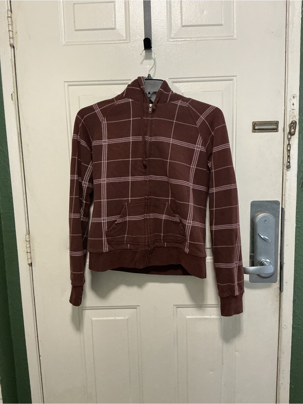 Women's Brown Plaid Pea Coat-Style Jacket